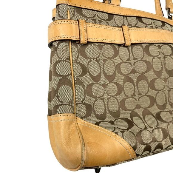 COACH Hampton Leather and Canvas Shoulder Bag F08K07 - Picture 9 of 15